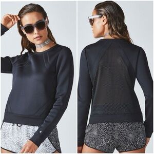 Fabletics Black Rory Scuba Long Sleeve Crewneck Pullover Size S
